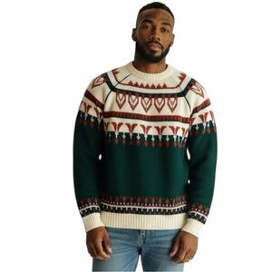 Vintage JC Penney Mockneck Geometric Nordic Print Ski Sweater - Men's Size Large